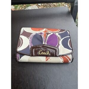 Coach Ashley scarf print compact Tri Fold Wallet Clutch